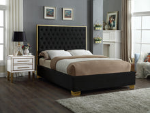 Load image into Gallery viewer, Lana Black Velvet Queen Bed
