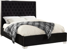 Load image into Gallery viewer, Lexi Black Velvet Queen Bed
