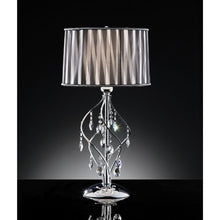 Load image into Gallery viewer, Arya Black/Chrome Table Lamp, Hanging Crystal
